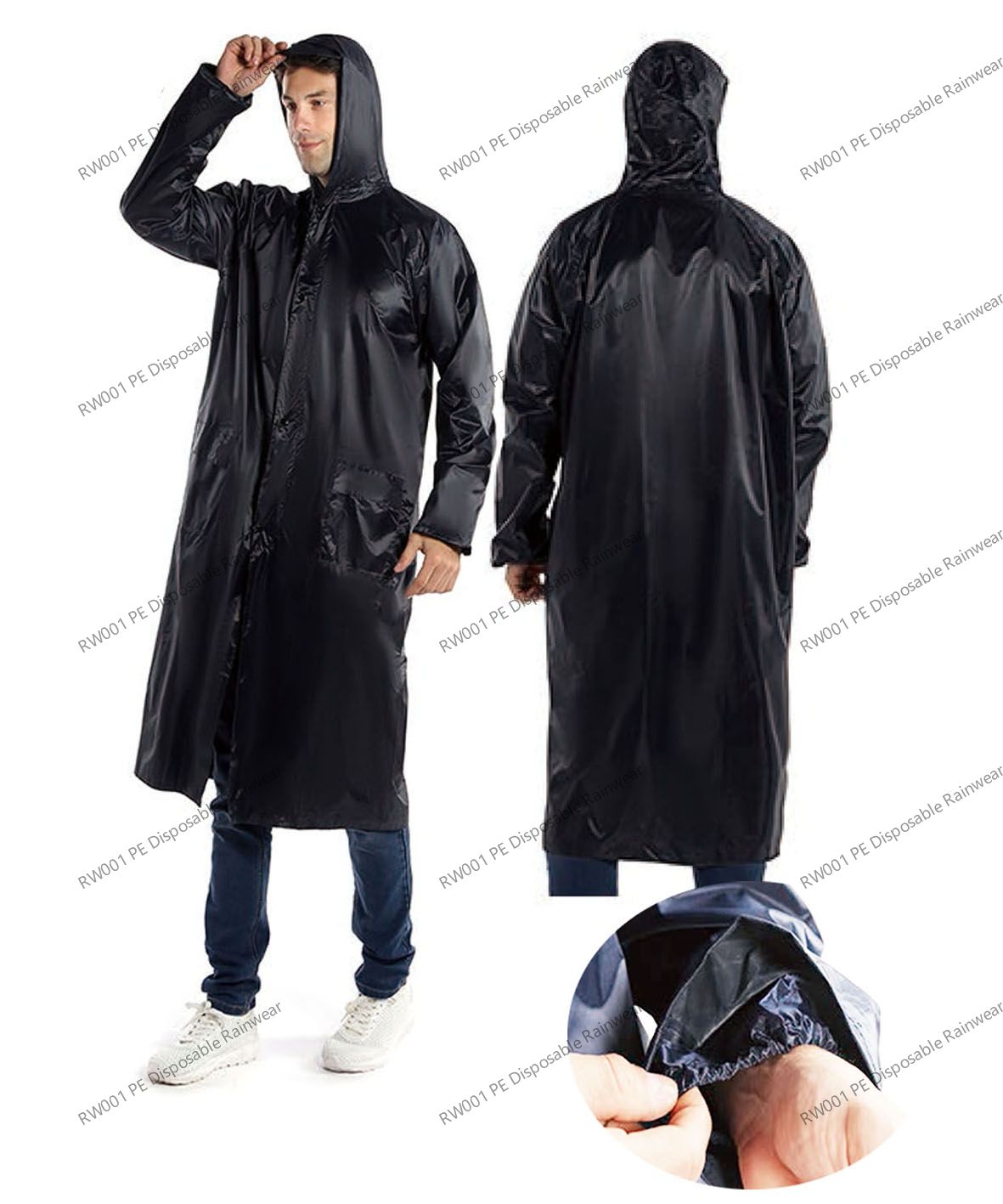 RW013 No Reflector Long Rain Coat