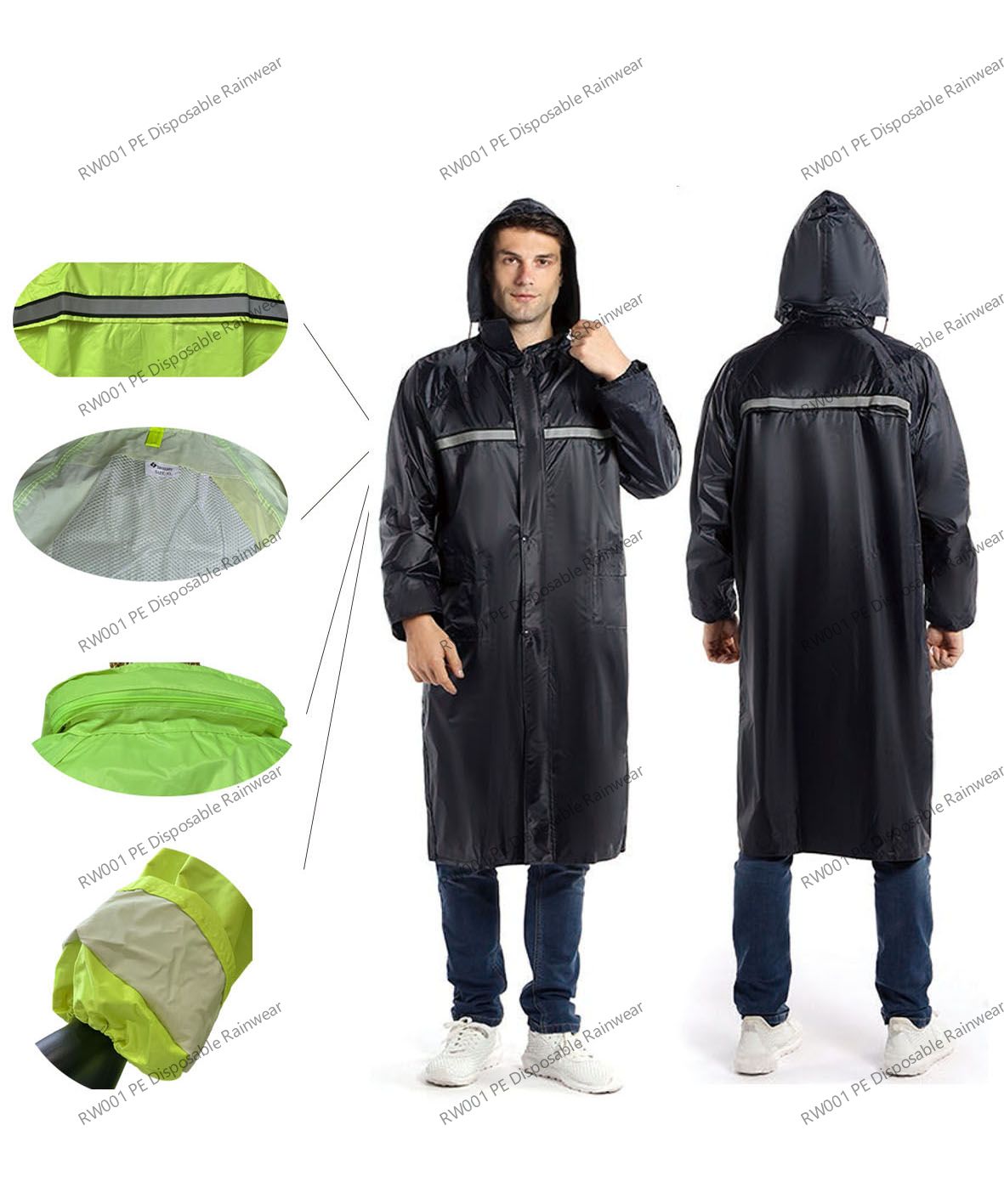 RW017 Reflective Long Rain Coat