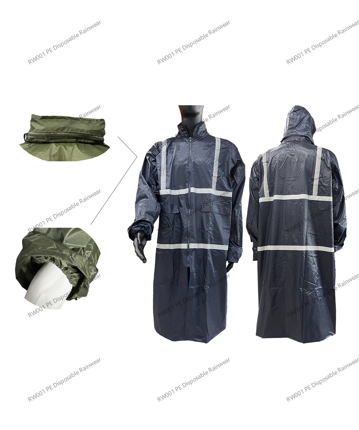 RW019 Reflective Long Rain Coat