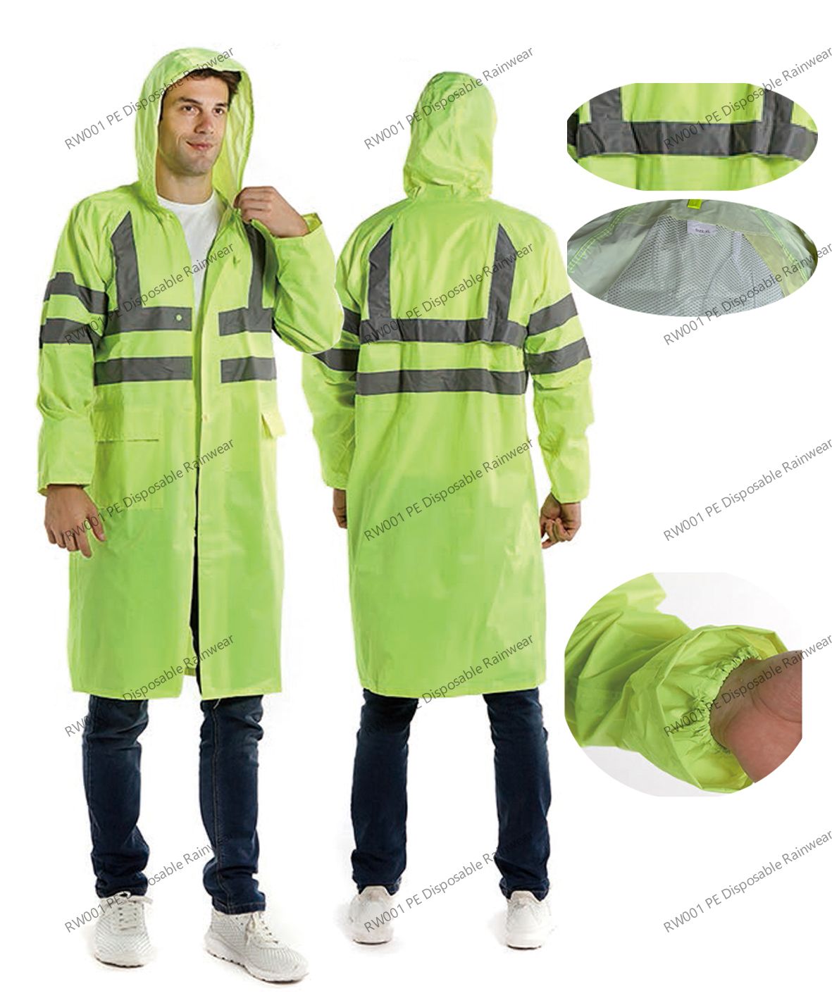 RW021 Reflective Long Rain Coat